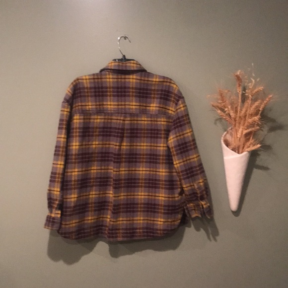 Madewell L Twill Oversized Shirt-Jacket Yellow Gray Rust Plaid EUC - Picture 2 of 4